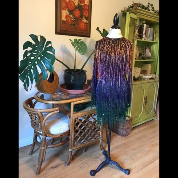 Nasty Gal Ombre’d Beaded Fringe Dress Size 6 USA - Picture 8 of 8